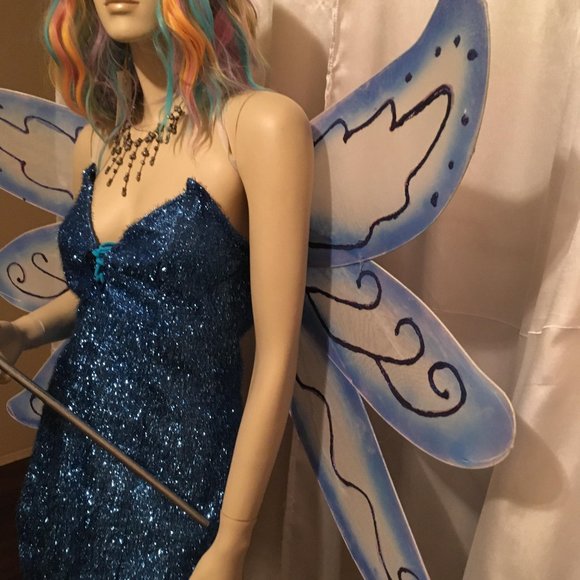 GORGEOUS vintage giant light up wings and sparkle pixie dress set! - Picture 14 of 14